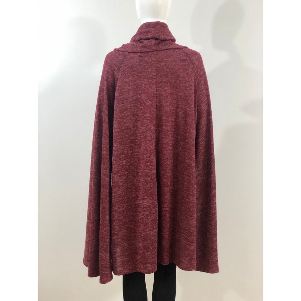Red wine sweater dress cape sweater poncho dress - Picture 8 of 11